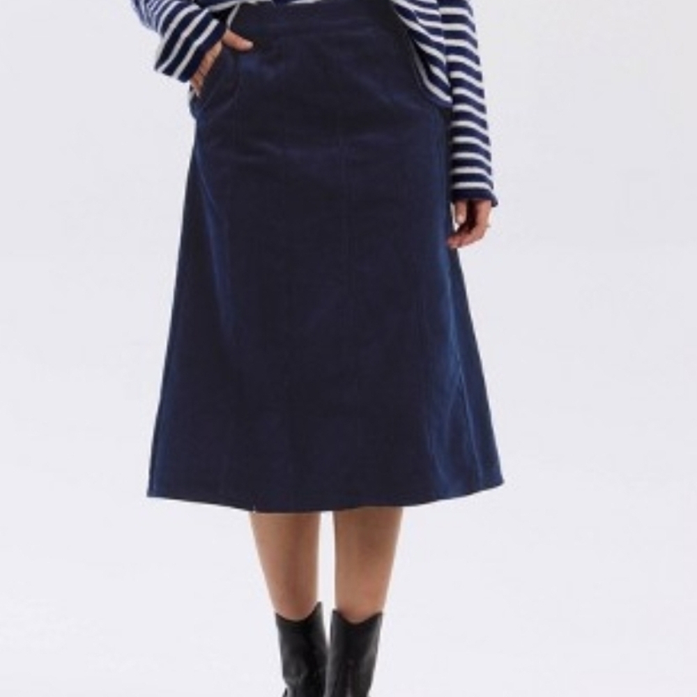 NWT Women's corduroy Midi A-line skirt Blue XS